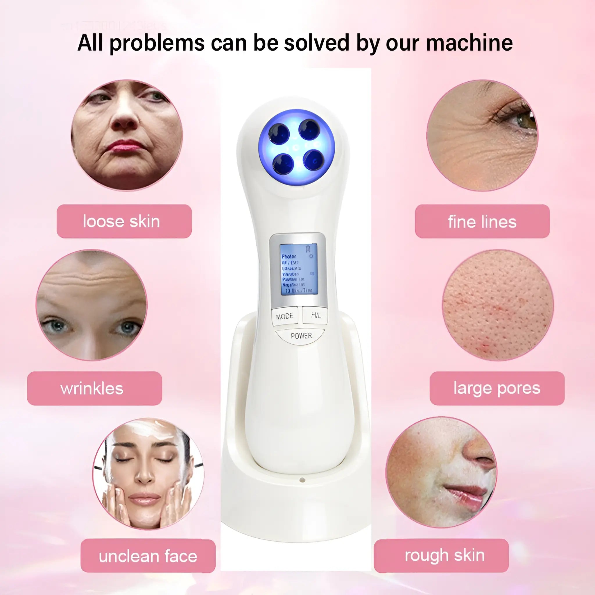 LED Photon Therapy Massager Face Skin Lifting Rejuvenation Beauty Device
