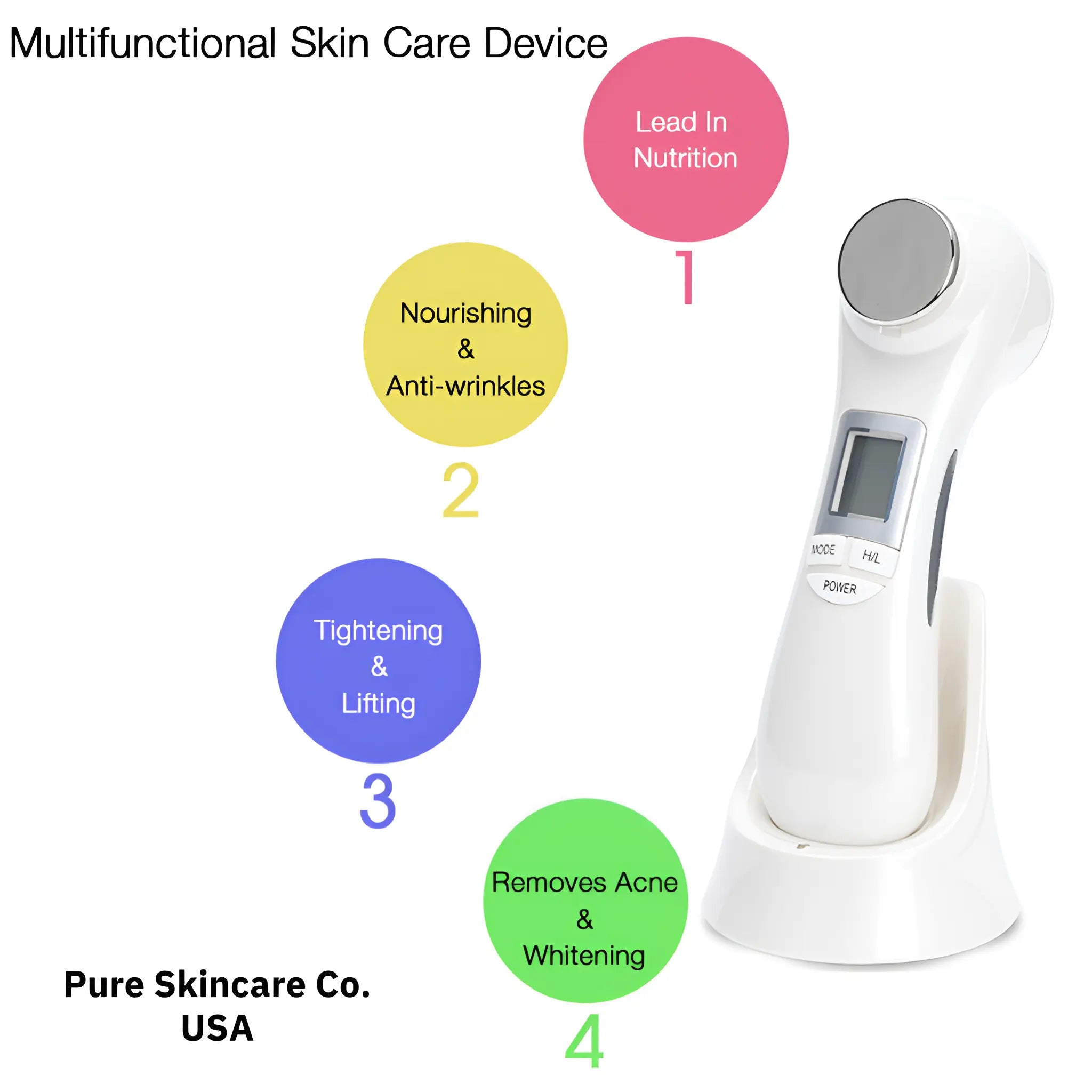 LED Photon Therapy Massager Face Skin Lifting Rejuvenation Beauty Device