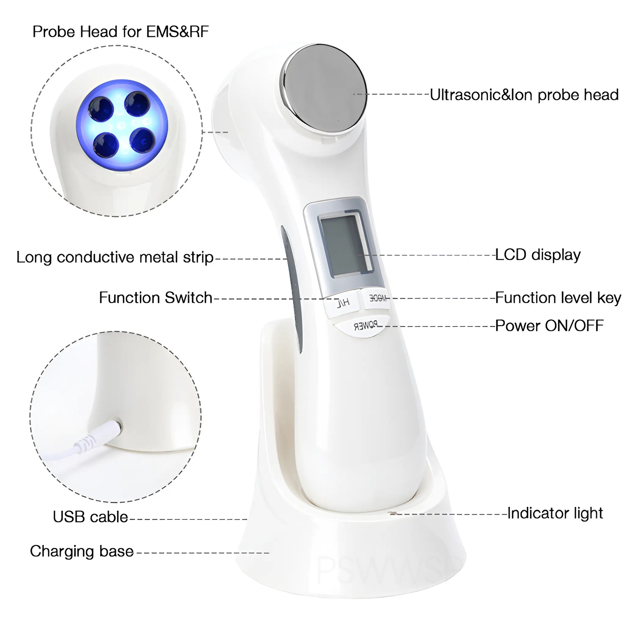 LED Photon Therapy Massager Face Skin Lifting Rejuvenation Beauty Device
