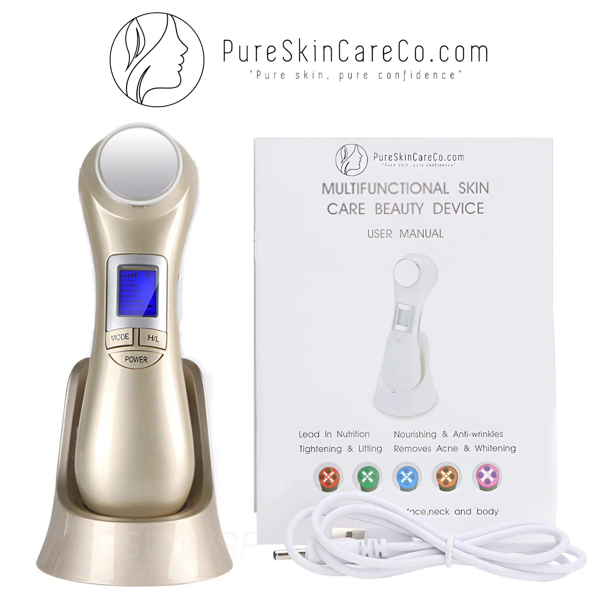 LED Photon Therapy Massager Face Skin Lifting Rejuvenation Beauty Device