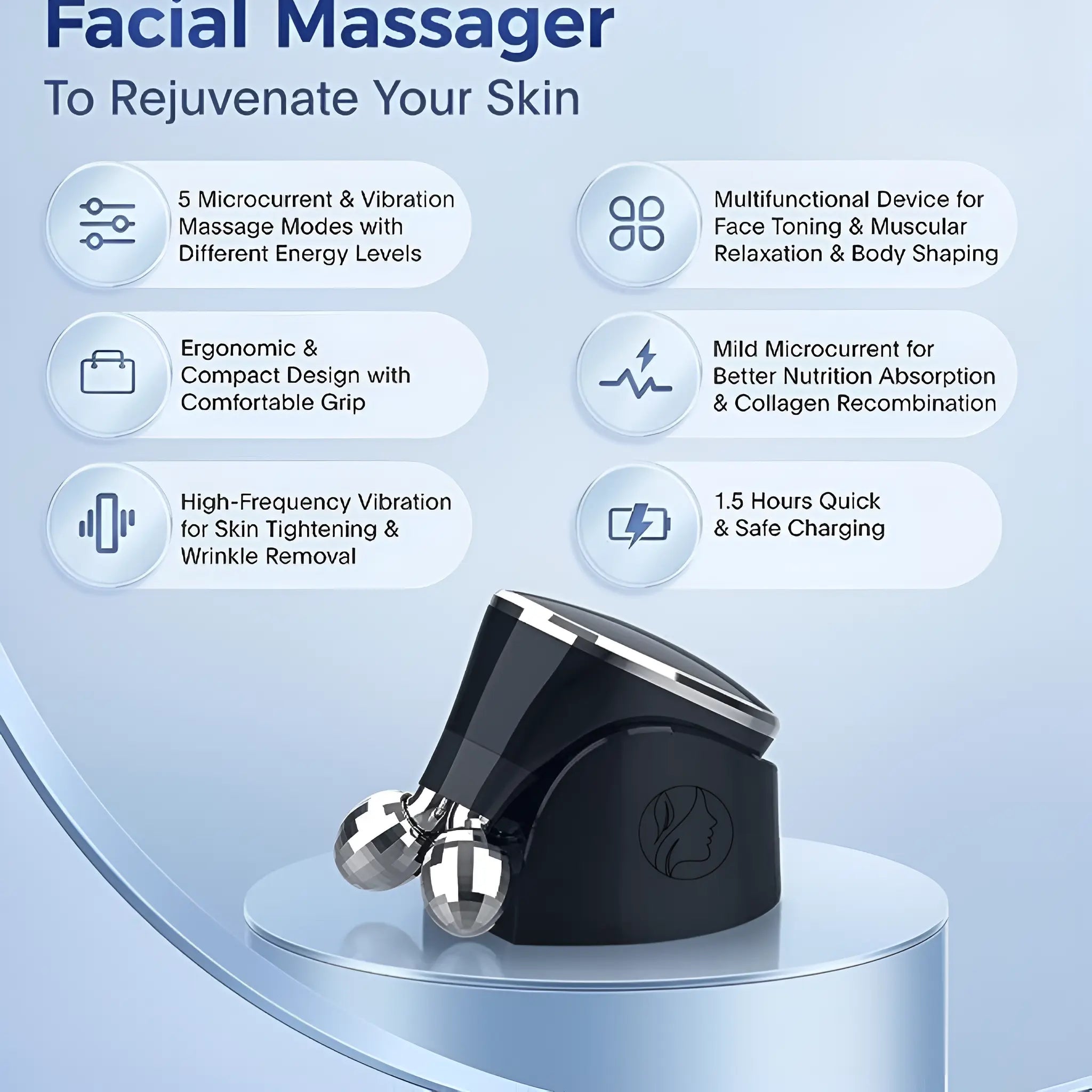 Microcurrent Face Massager Roller - Skin Tightening & Rejuvenation Tool