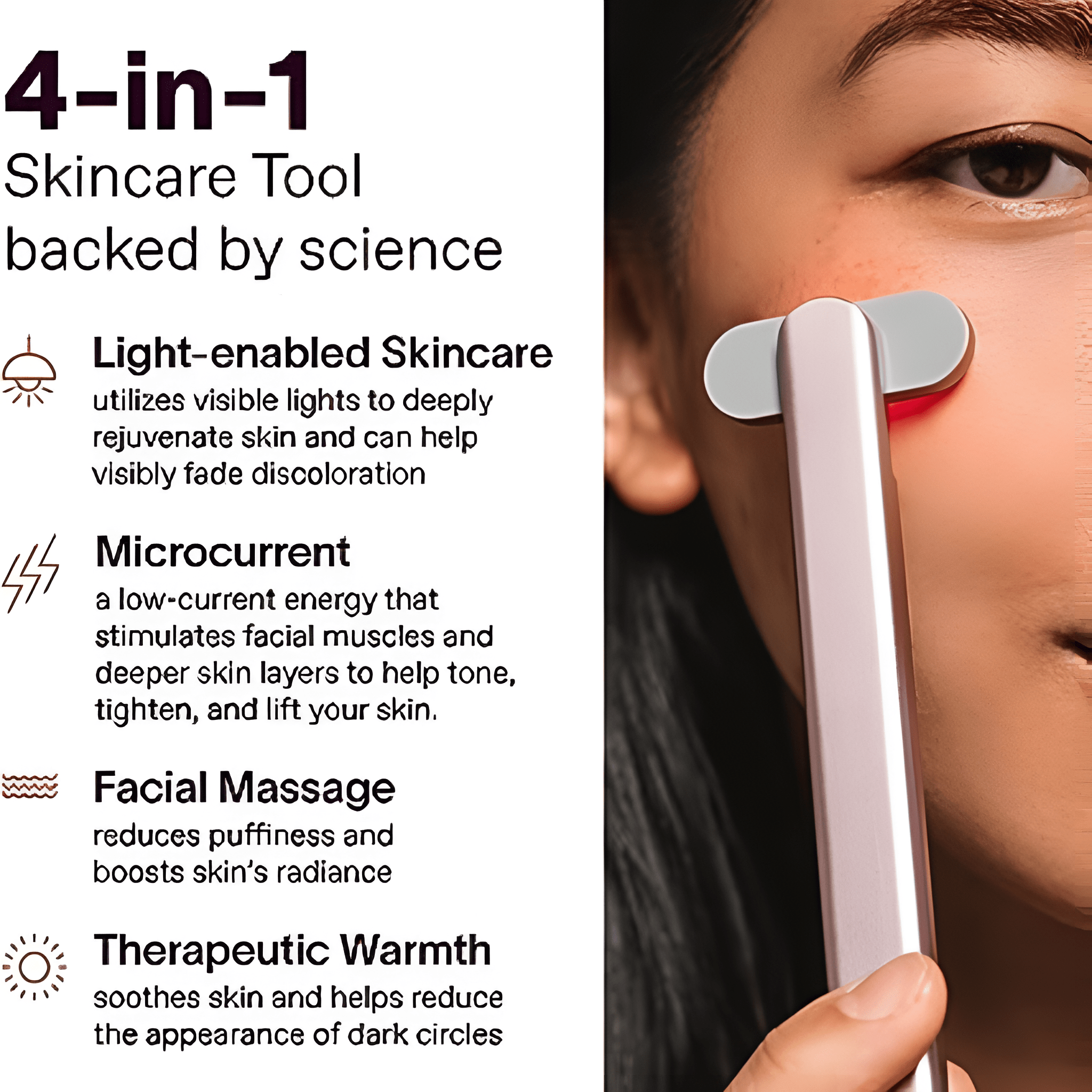 4-in-1 Radiance Facial Wand, Red Light & Microcurrent Therapy