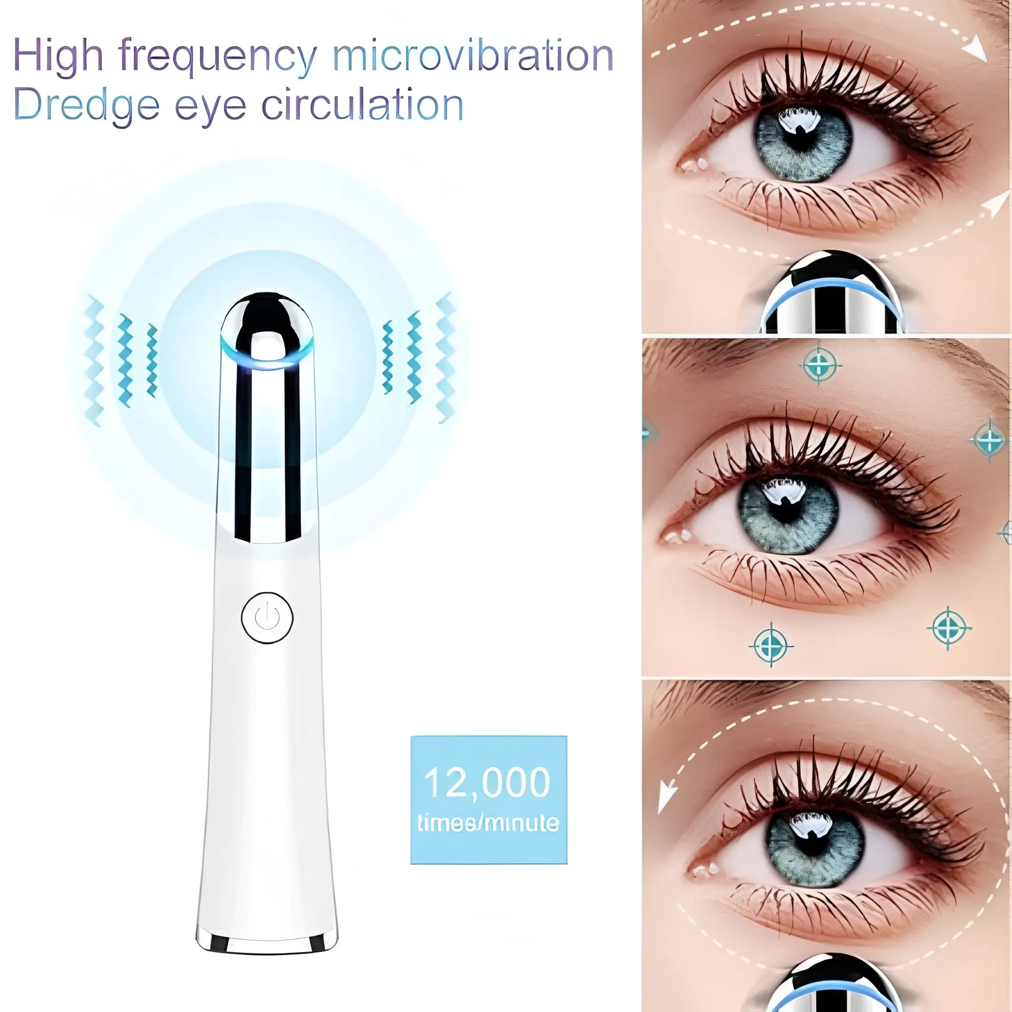 Eyelid Massager Pen with Sonic Vibration for Crows Feet and Eye Bags