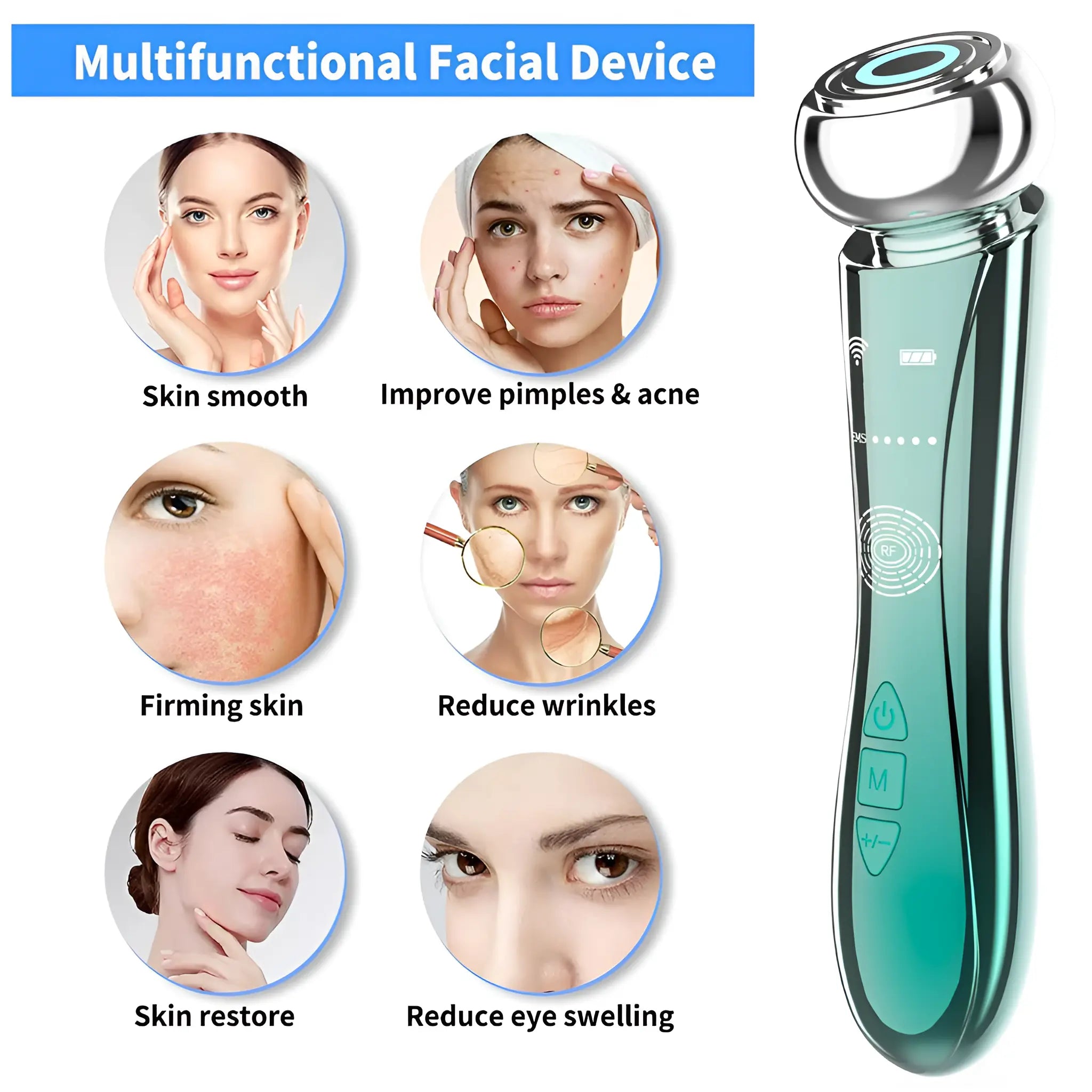 Facial Massager - EMS RF Beauty Instrument - Face Lifting Machine - Sonic Vibration Machine