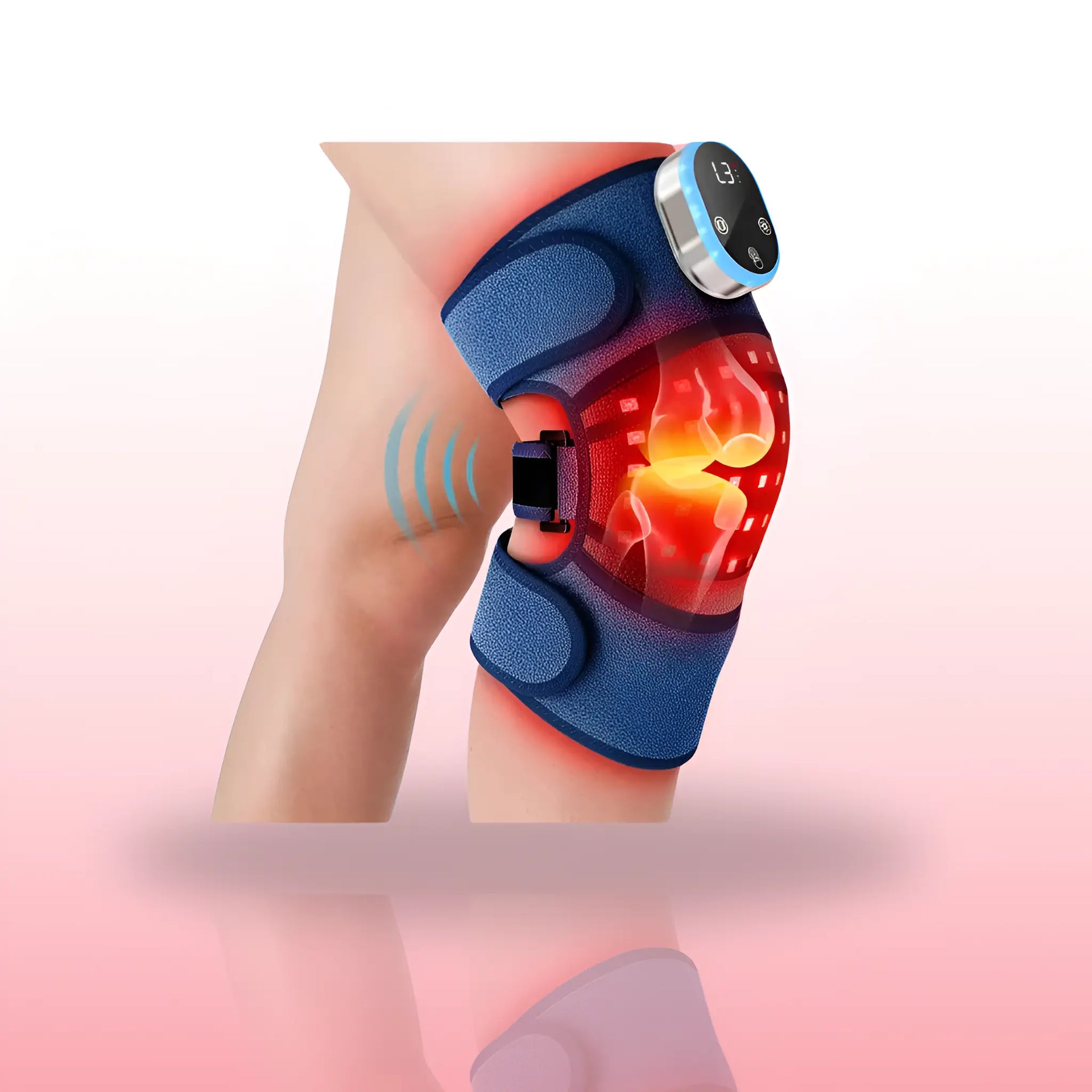 vibrating knee massager Natural Knee Pain Relief Device Heat Red Light Therapy Knee Massager  Vibrating Compression LED Display