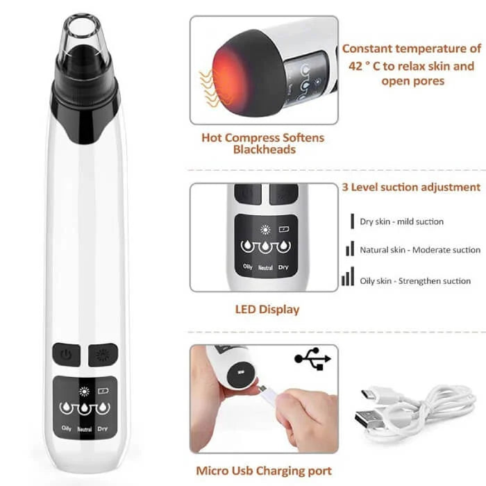 Pore Vacuum Blackhead and Whitehead Remover for Nose and Face