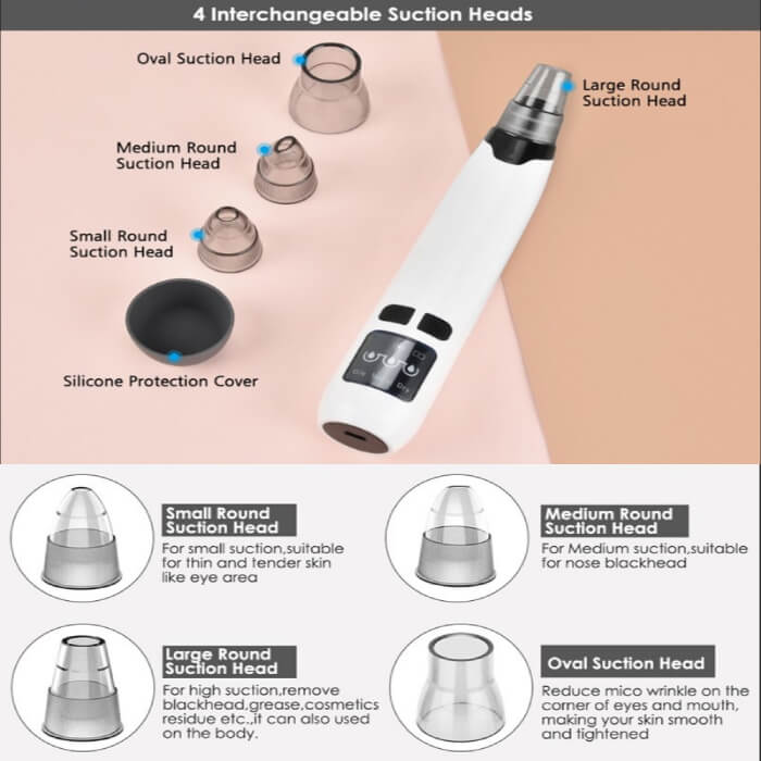 Pore Vacuum Blackhead and Whitehead Remover for Nose and Face