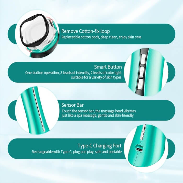 Vibrating Facial Massager With Red Light Therapy